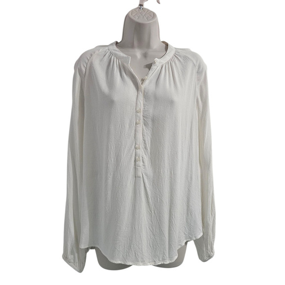 J CREW Long-sleeve Drapey Popover Top White Size S - Picture 1 of 9